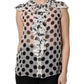 White Black Polka Dot Cotton Sleeveless Top