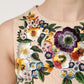 Beige Floral Embroidery Sleeveless Tank Top