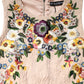 Beige Floral Embroidery Sleeveless Tank Top