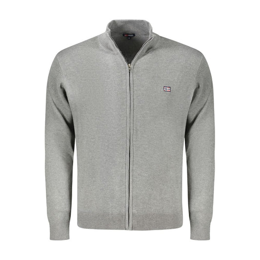 Gray Polyester Men Cardigan