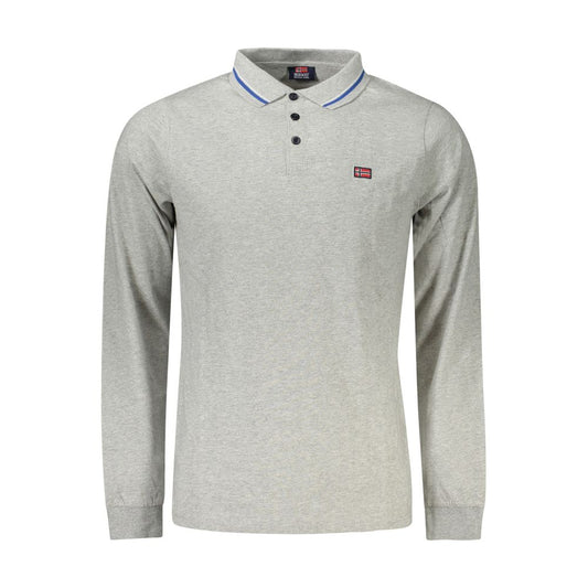 Gray Cotton Men Polo Shirt