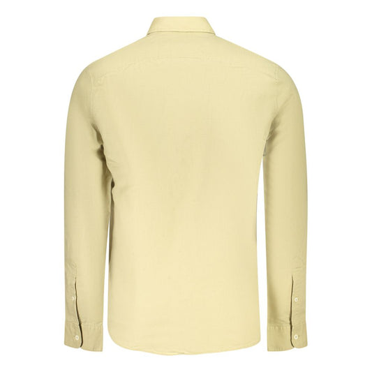 Beige Cotton Men Shirt