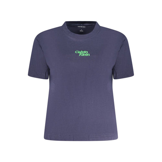 Blue Cotton Women T-Shirt