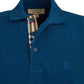 Deep Teal Blue Cotton Collared Polo Shirt
