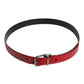 Red Exotic Leather Brass Metal Buckle Belt