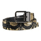 Multicolor Jacquard Leather Metal Buckle Belt