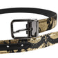 Multicolor Jacquard Leather Metal Buckle Belt