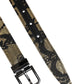 Multicolor Jacquard Leather Metal Buckle Belt
