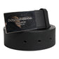 Black Classic Silver Metal Logo Buckle Belt