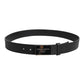 Black Classic Silver Metal Logo Buckle Belt