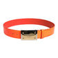 Orange Gold Tone Metal Logo Buckle Belt