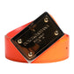 Orange Gold Tone Metal Logo Buckle Belt