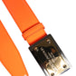 Orange Gold Tone Metal Logo Buckle Belt
