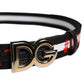 Black Cotton Logo Print DG Buckle Belt