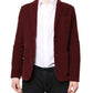 Maroon Corduroy Regular Fit Men Coat Blazer Jacket