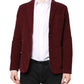 Maroon Corduroy Regular Fit Men Coat Blazer Jacket