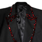 Black SICILIA CrystalEmbellished Coat Blazer