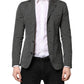 Dark Gray White Patterned Men Suit Coat Blazer