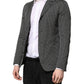 Dark Gray White Patterned Men Suit Coat Blazer