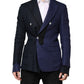Navy Blue Double Breasted Suit Coat Blazer