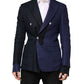 Navy Blue Double Breasted Suit Coat Blazer