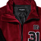 Red Black Cotton Logo FullZip Bomber Jacket