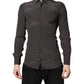 Dark Gray Silk GOLD Dress Formal Shirt