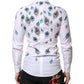 White Cotton Feather Print GOLD Dress Shirt