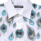 White Cotton Feather Print GOLD Dress Shirt