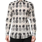White Pineapple Print Long Sleeve GOLD Shirt