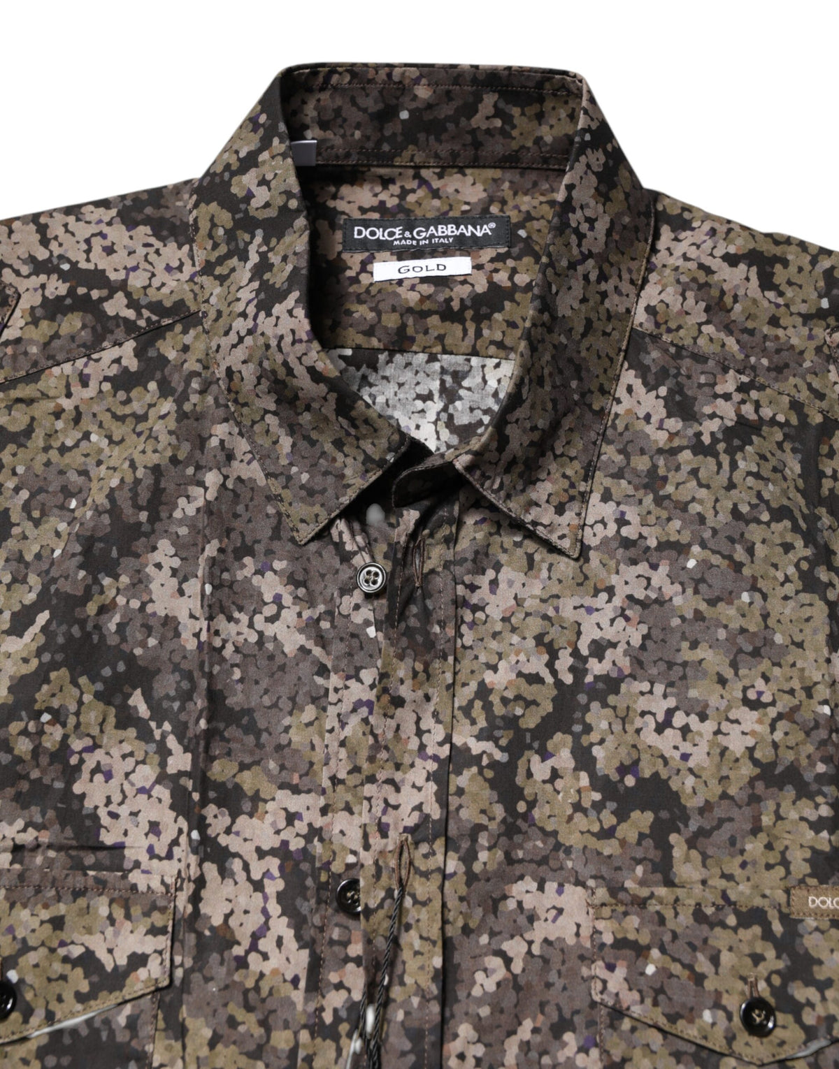 Multicolor Camouflage Button Down GOLD Shirt