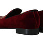 Bordeaux Velvet Loafers Gun Horseshoe Shoes