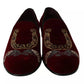 Bordeaux Velvet Loafers Gun Horseshoe Shoes
