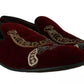 Bordeaux Velvet Loafers Gun Horseshoe Shoes