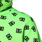 Green Polyester DGLogo Print Hooded Sweater