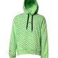 Green Cotton Logo Heart Print Hooded Sweater