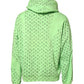 Green Cotton Logo Heart Print Hooded Sweater