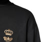 Black Bee Crown Embroidery Hooded Sweater