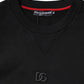 Black Cotton Graphic Print Pullover Sweater