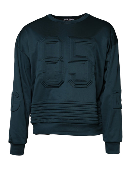 Dark Green Embossed Logo Pullover Sweater