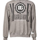 Gray Logo Print Crew Neck Pullover Sweater