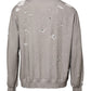 Gray Logo Print Crew Neck Pullover Sweater