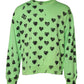 Green Heart Print Crew Neck Pullover Sweater