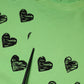 Green Heart Print Crew Neck Pullover Sweater