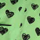 Green Heart Print Crew Neck Pullover Sweater