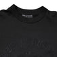 Black Embroidered Crew Neck Pullover Sweater