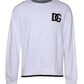 White Logo Cotton Crew Neck Pullover Sweater