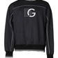 Black Logo Polyester Crew Neck Men Pullover Sweater