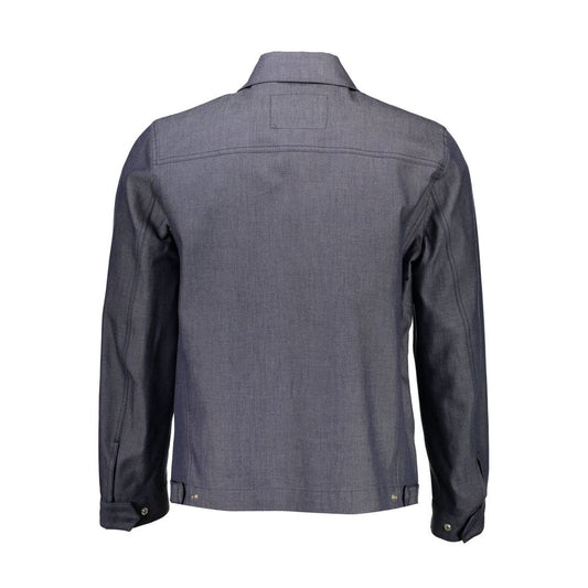 Blue Cotton Men Jacket