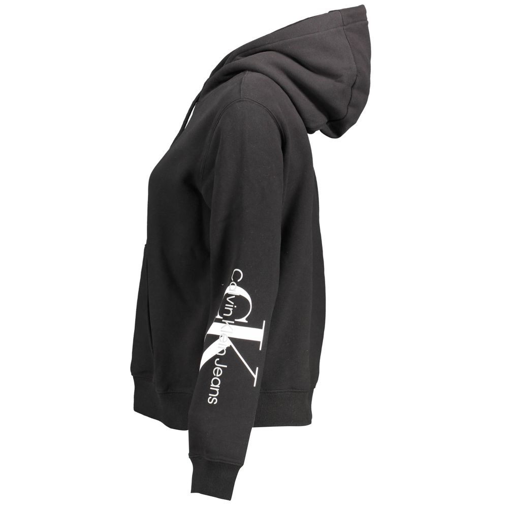 Black Cotton Women Sweatshirt